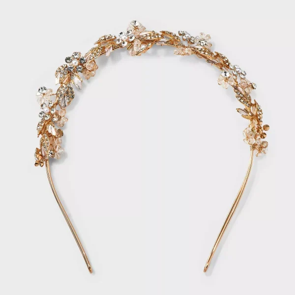 Rhinestone and Pearl Flower Cluster Hair Headband