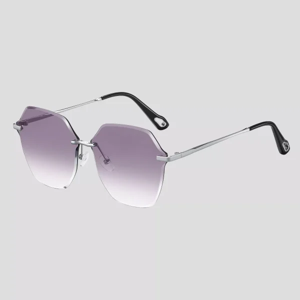 Women's Stylish Hexagonal Rimless Gradient Sunglasses for Fashion Looks