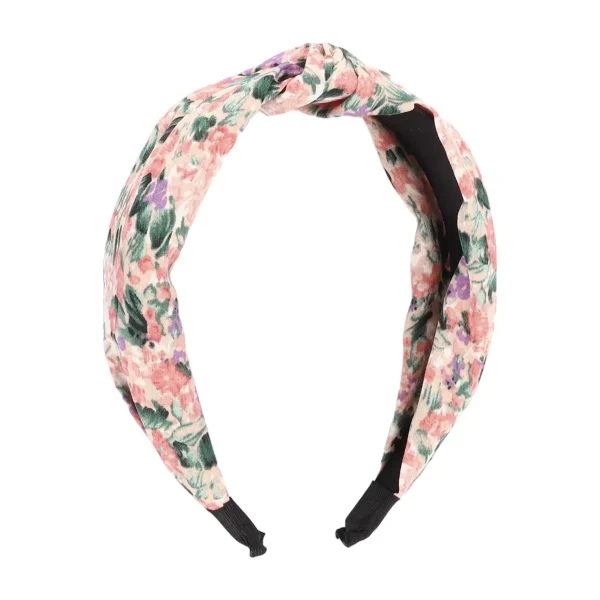 Unique Bargains Women's Elegant Knotted Printed Wide Hairband 6.30"x4.92" Pink 1 Pc