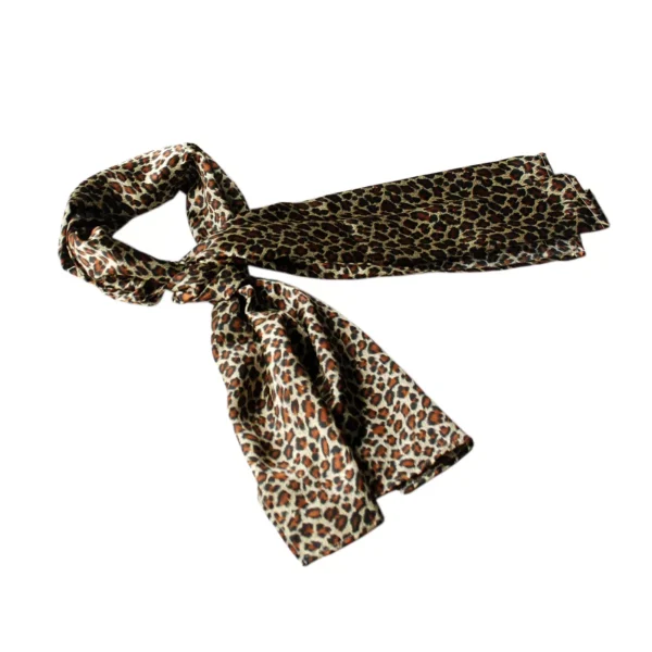 Slickblue Stylish Brown Leopard Print Silk Scarf - Lightweight & Soft - Ideal Accessory for Any Outfit